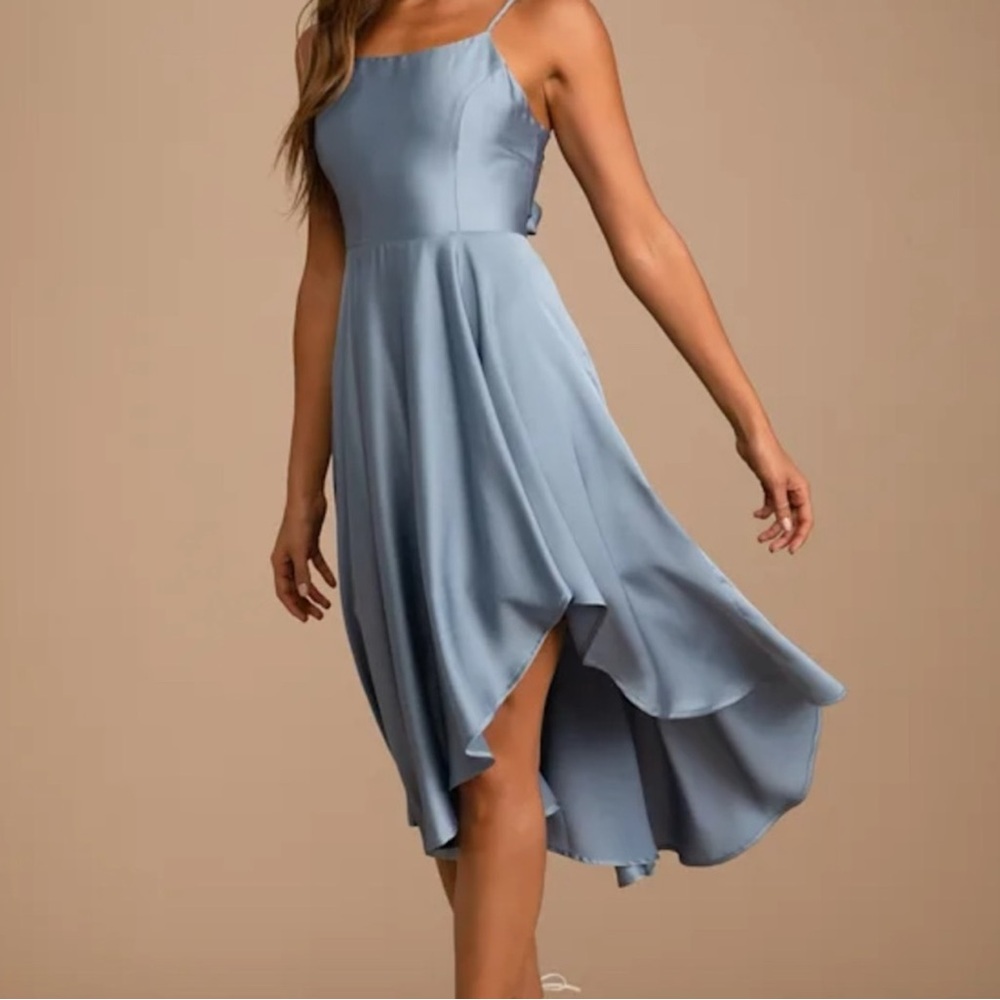 Lulu's Elegant Blue High Low Dress